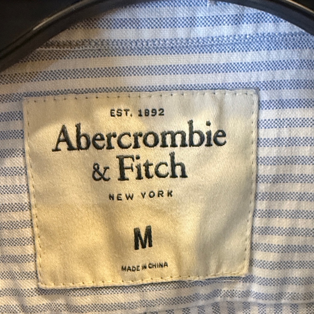 Abercrombie & Fitch Blue and White Striped Shirt size medium - Picture 2 of 8